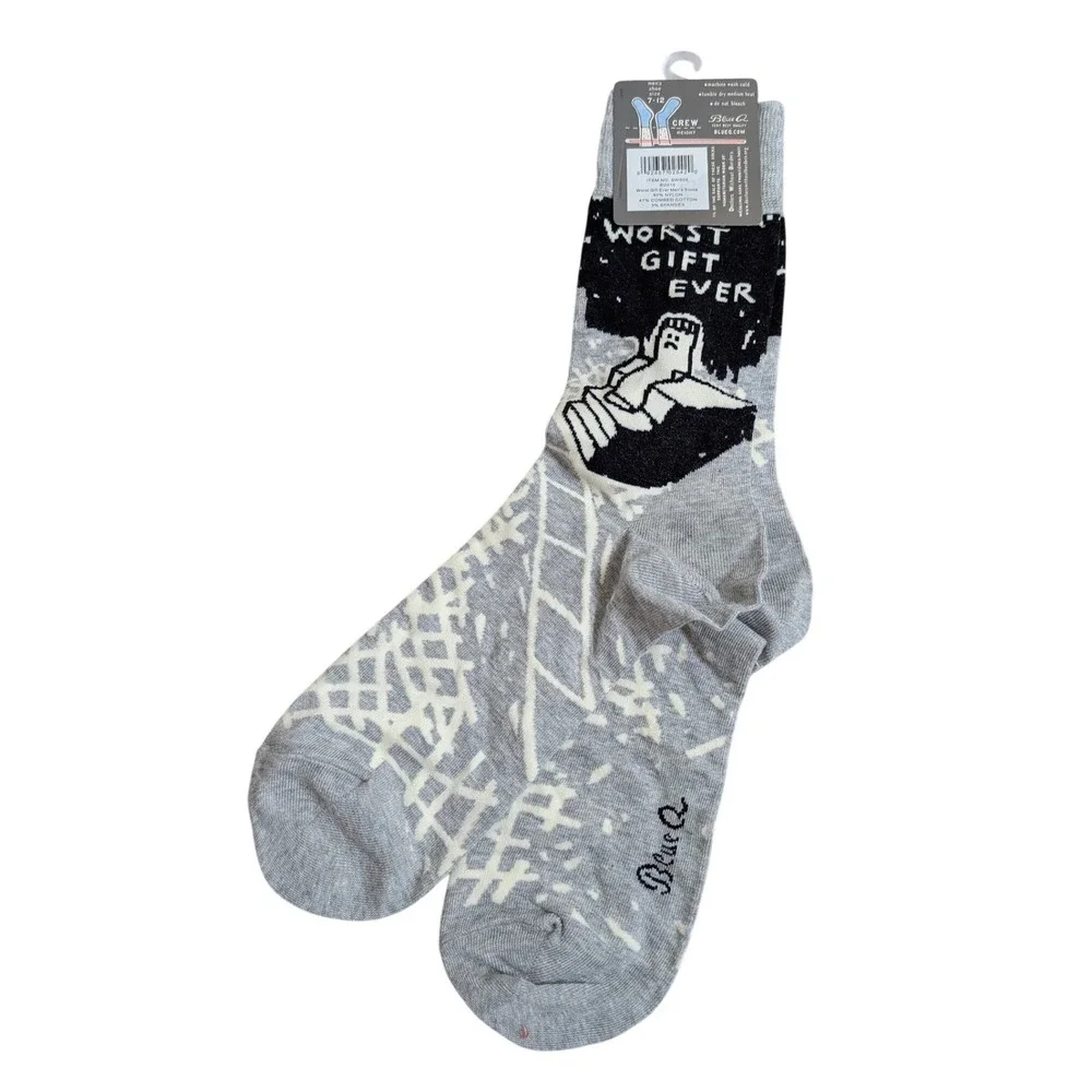 Blue Q Worst Gift Ever Mens Crew‎ Socks Grey Novelty Funny SW805 Size 7-12